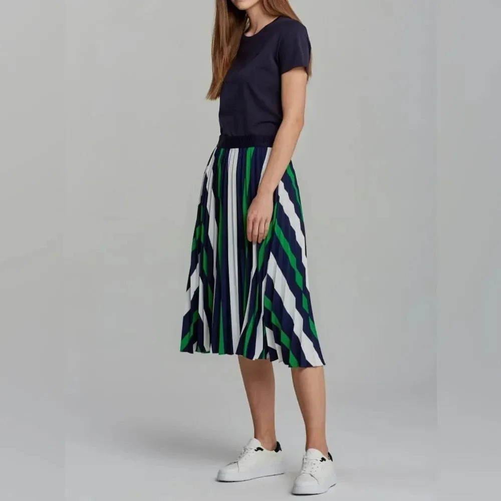 Gant AB Pleated Stripe Skirt LAVISH GREEN